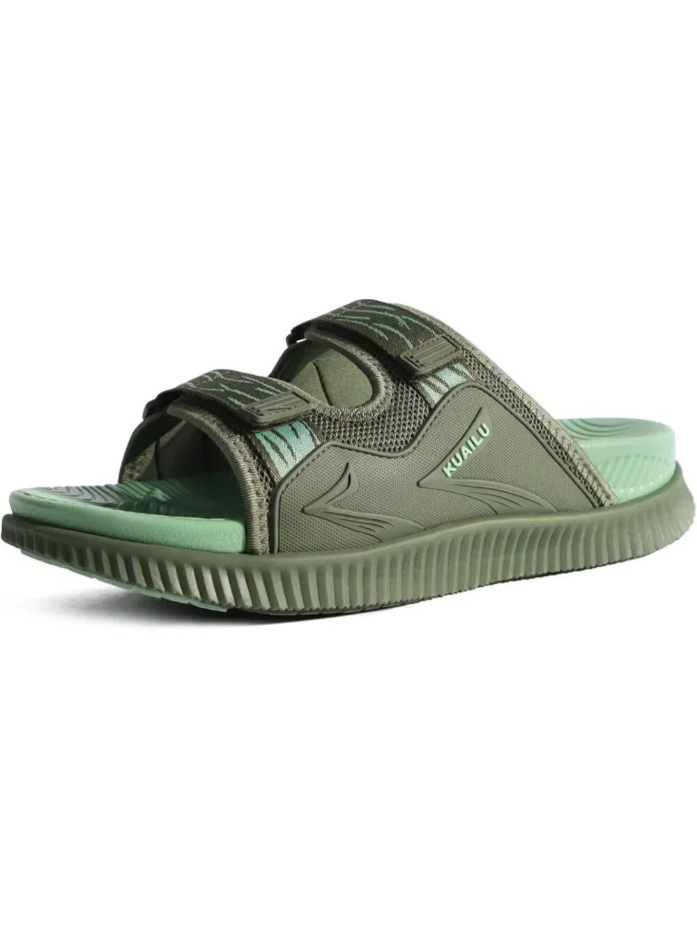 Men's Green Athletic Thick Cushion Recovery Sport Slides Orthotic Sandal Shoes